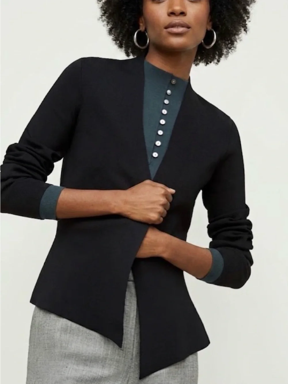 M.M. Lafleur The Woolf Jardigan Black Knit Jacket Cardigan Small Office Business